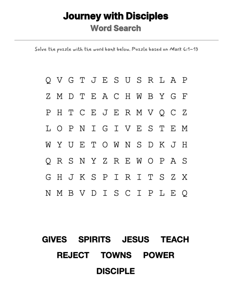 A Prophet in His Own Land word-search